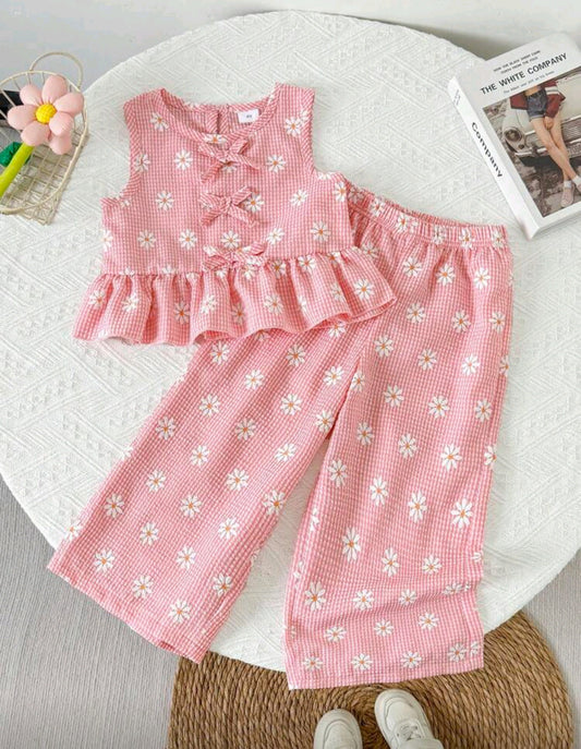 blusa + pantalón con diseño de margaritas