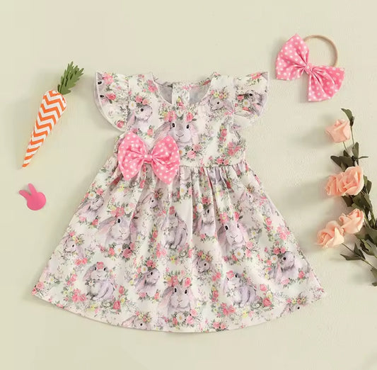 Vestido con diseño de conejo + diadema