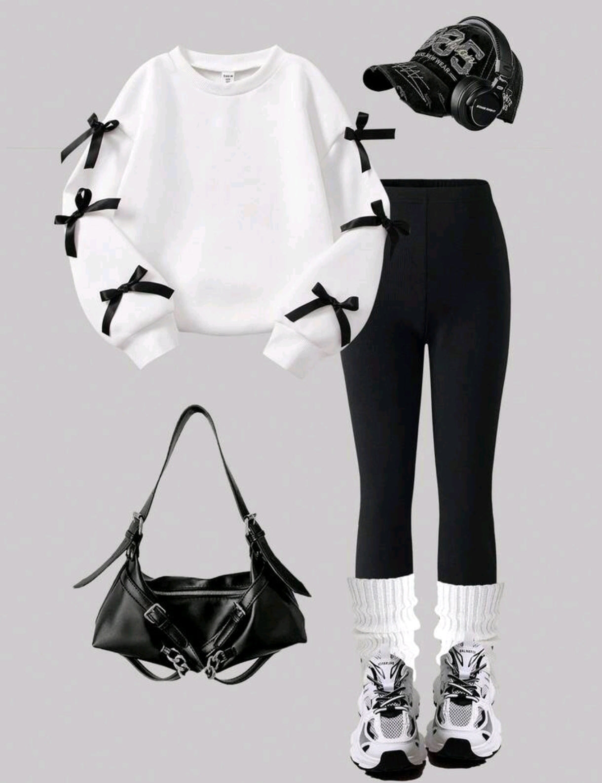 Mangas largas con moño + leggins acanalado