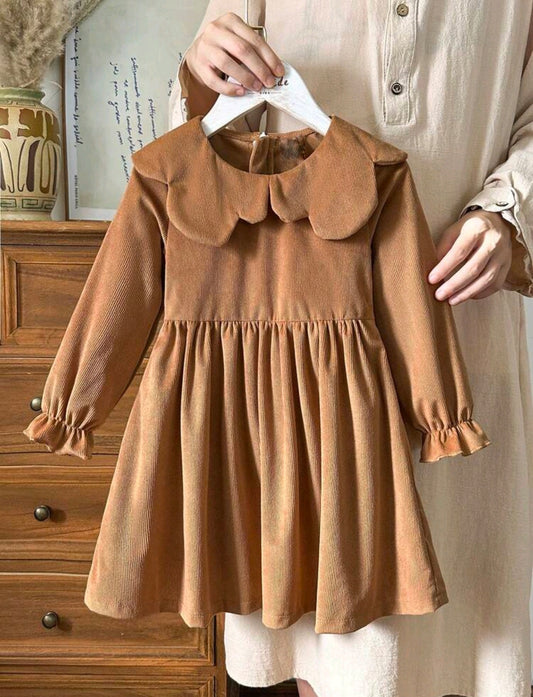 Vestido mangas largas tipo corderoy