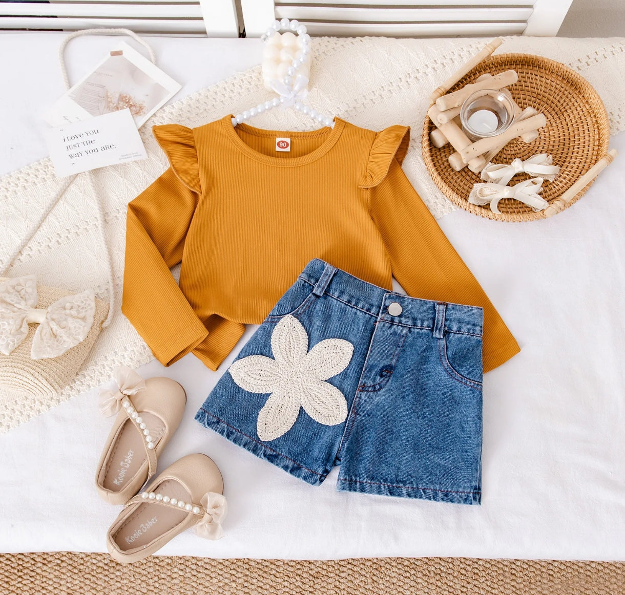 Mangas largas acanalada + Short de Jeans