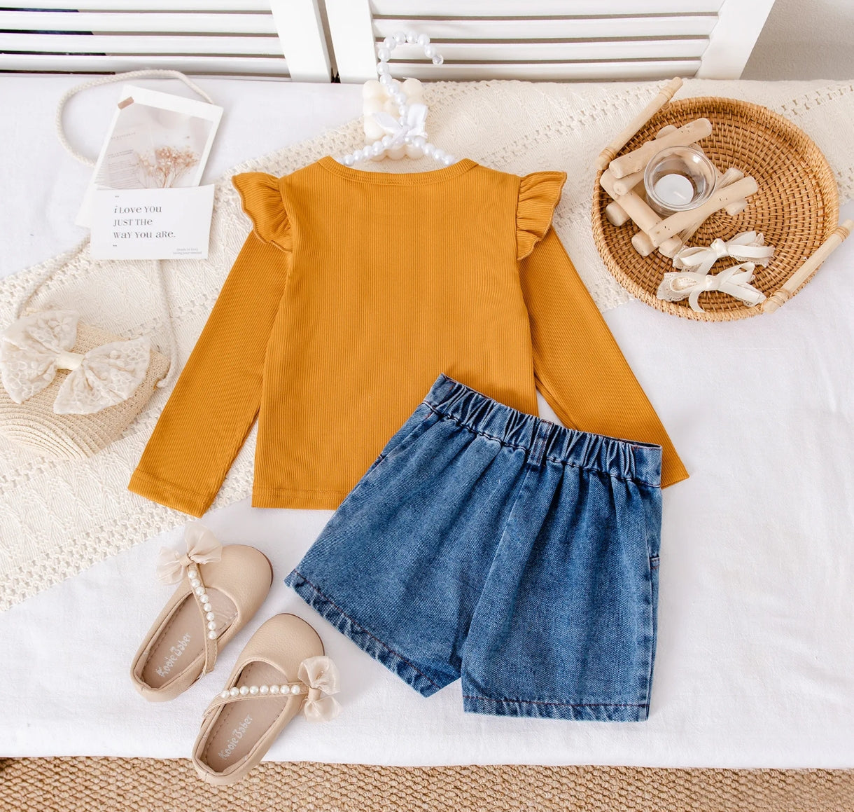 Mangas largas acanalada + Short de Jeans