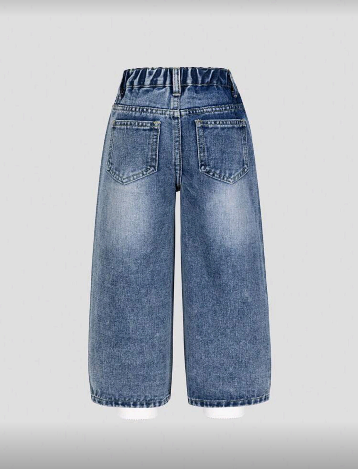 Pantalón de jeans wide leg con detelles en brillos