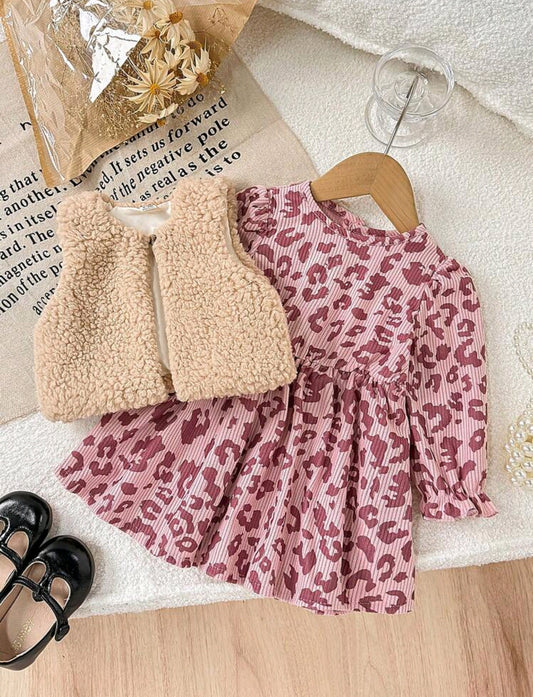 Vestido bebé tipo corderoy+ chaleco