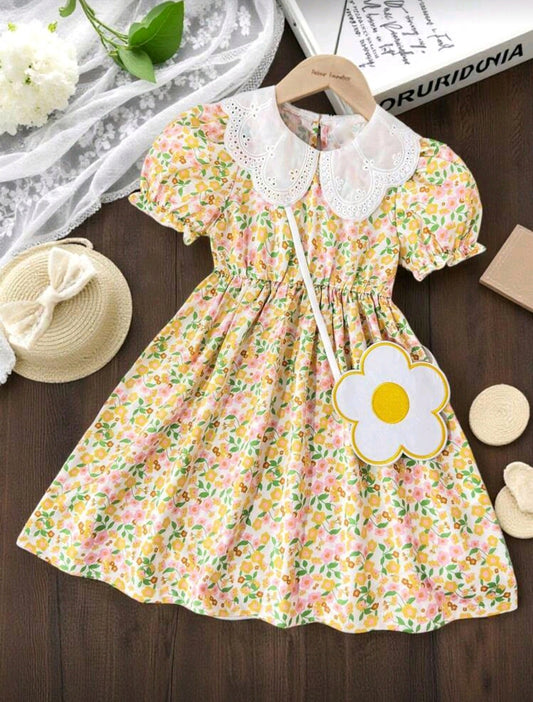 Vestido floral de mangas abullonadas