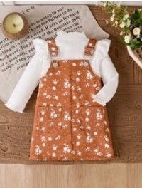 Mangas largas + vestido jardinera estampado