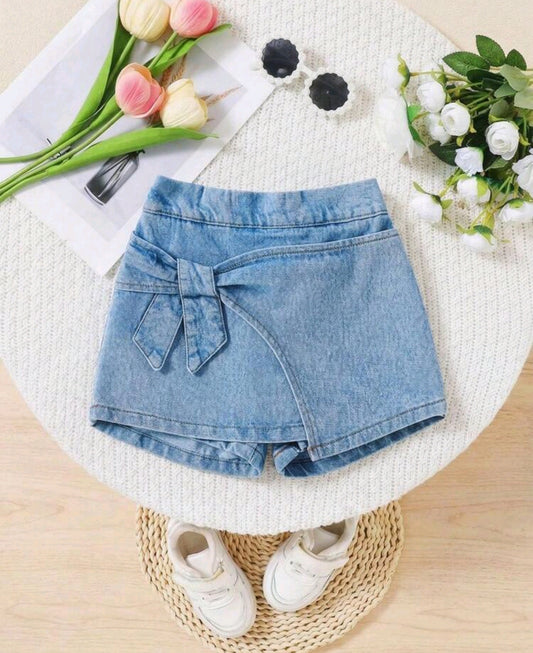 Short pollera de Jeans con lazo frontal