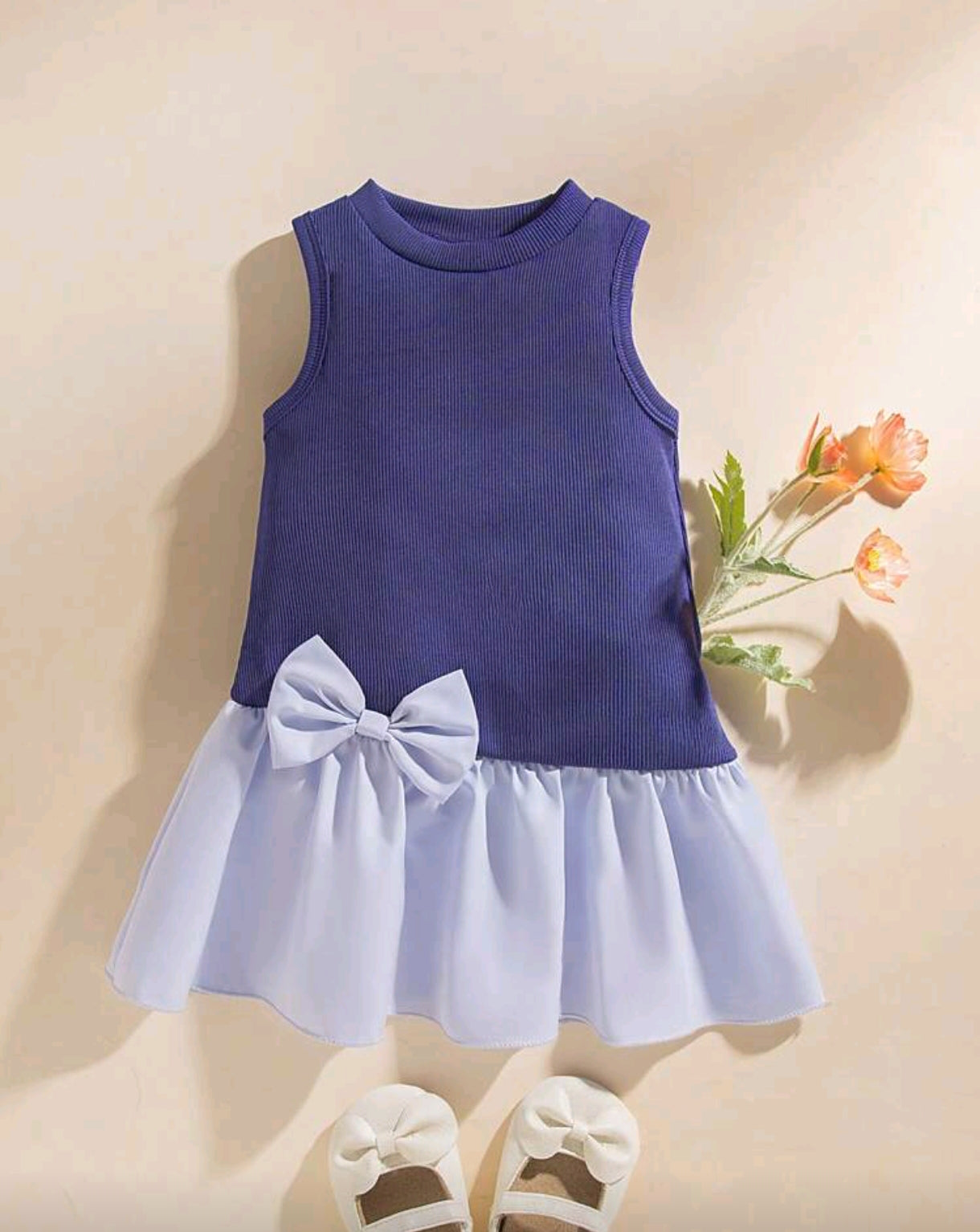 Vestido bebe sin mangas con moño
