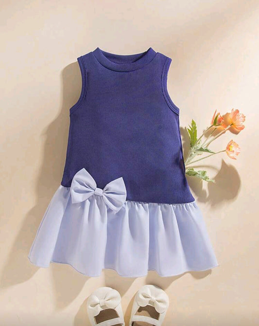 Vestido bebe sin mangas con moño