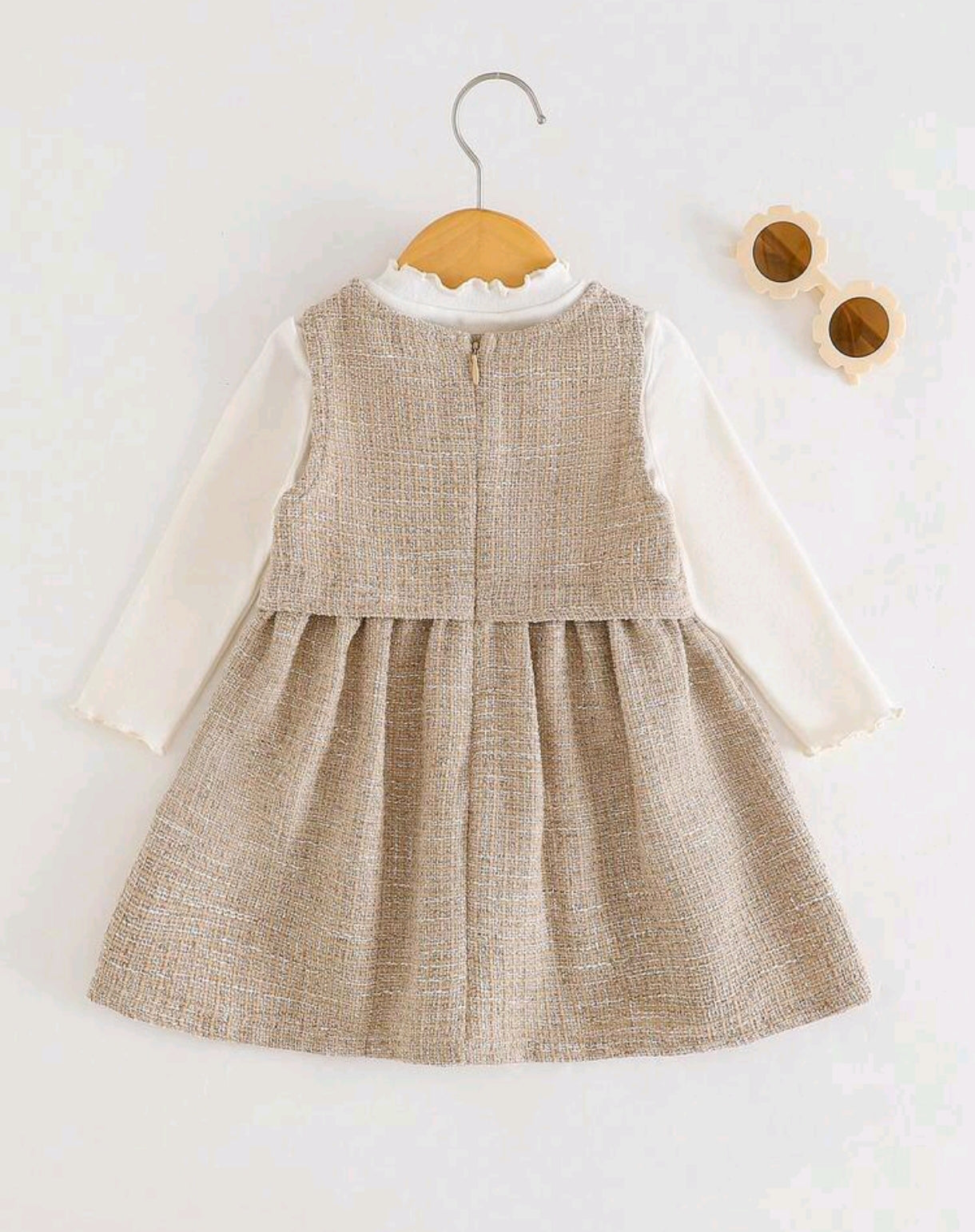 Mangas largas + vestido de Tweed