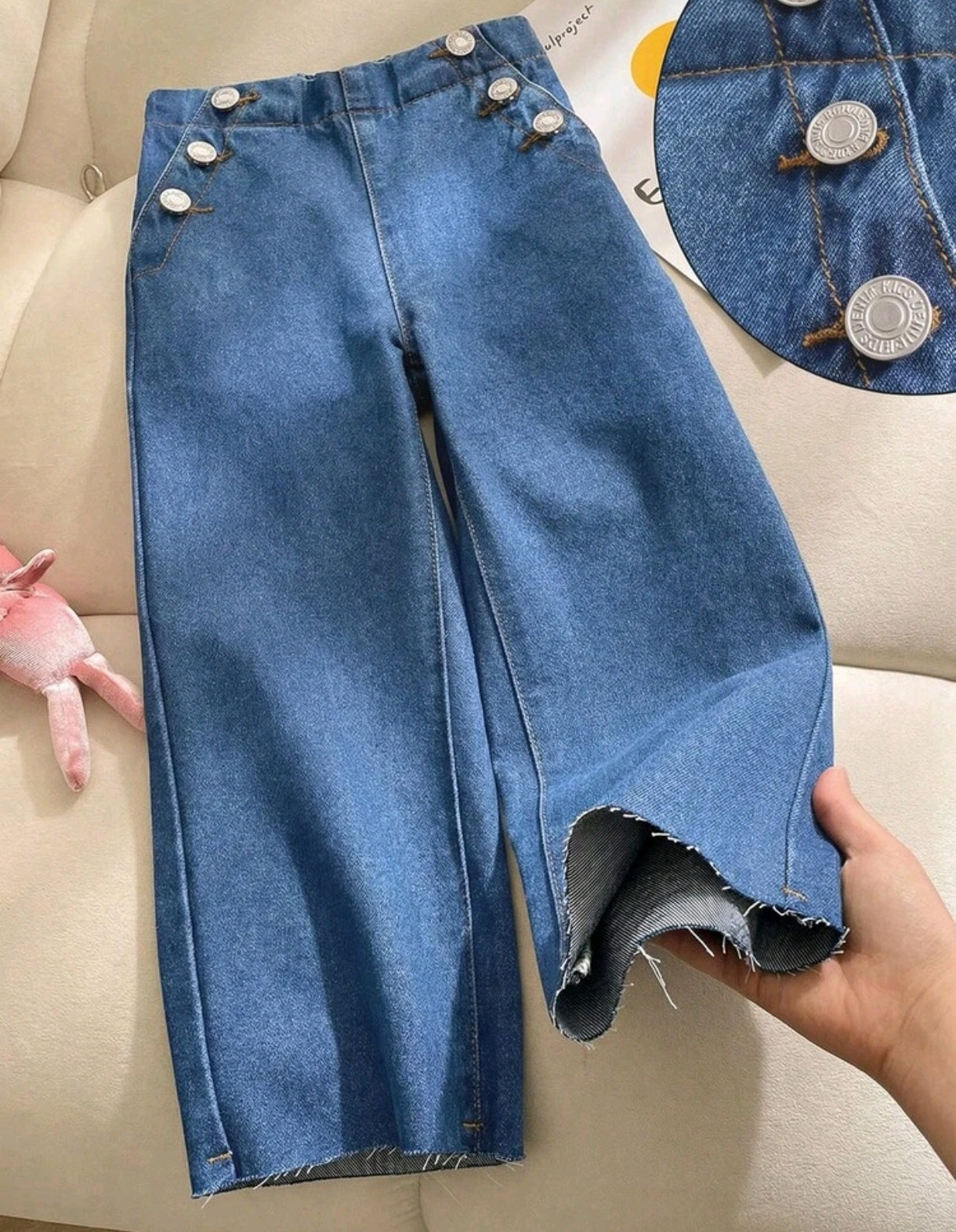 Pantalón de Jeans azul,pata ancha