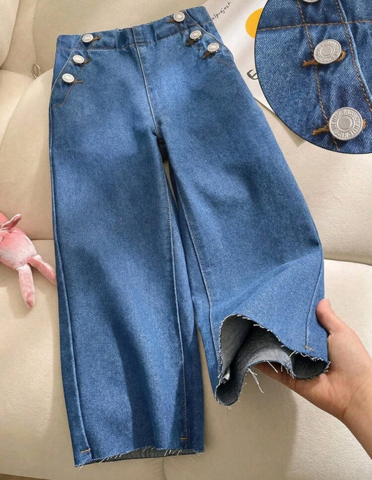 Pantalón de Jeans azul,pata ancha