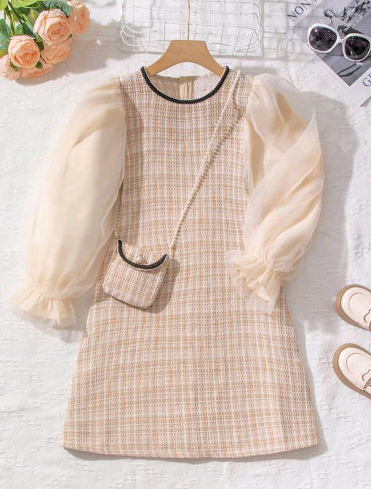 Vestido de hilo con mangas abullonadas