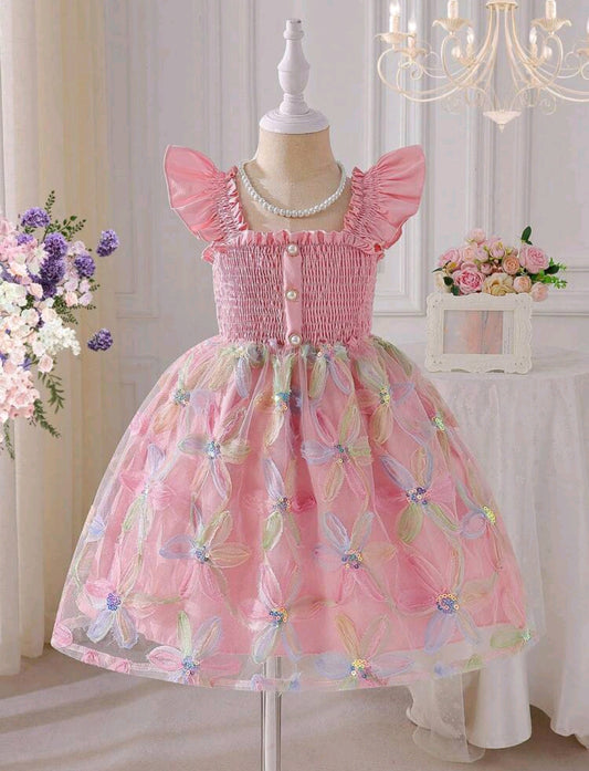 Vestido plisado con detalles florales