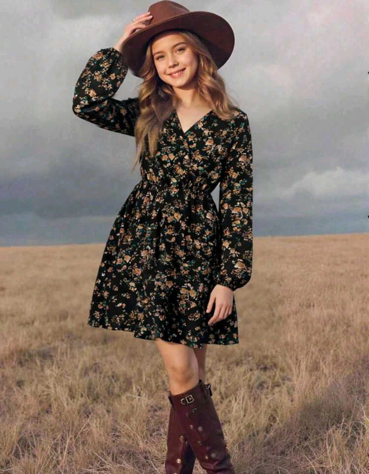 Vestido mangas largas estampado