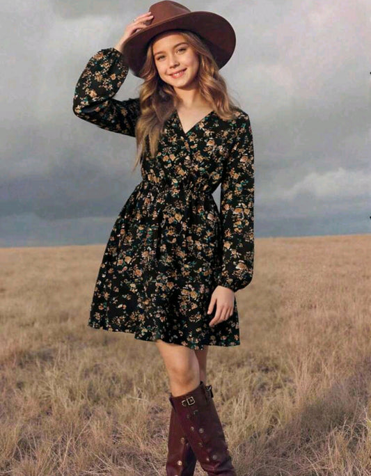 Vestido mangas largas estampado