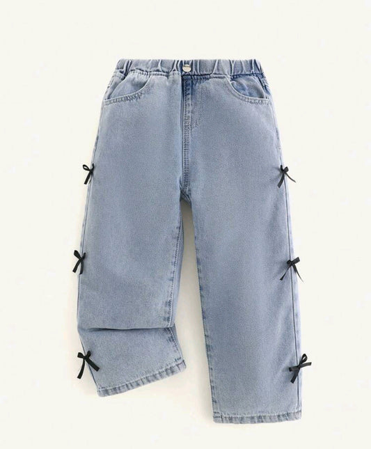 Pantalón de Jeans recto con moños