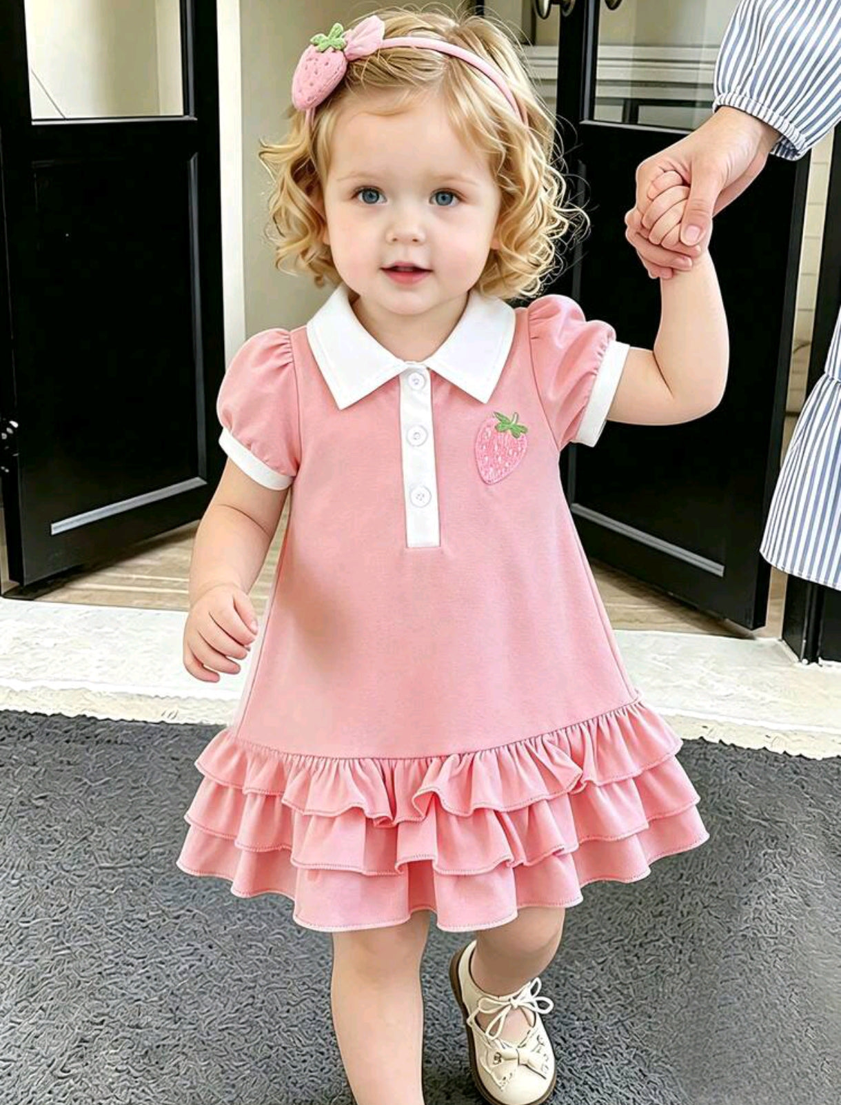 Vestido para bebé casual con diseño de frutilla