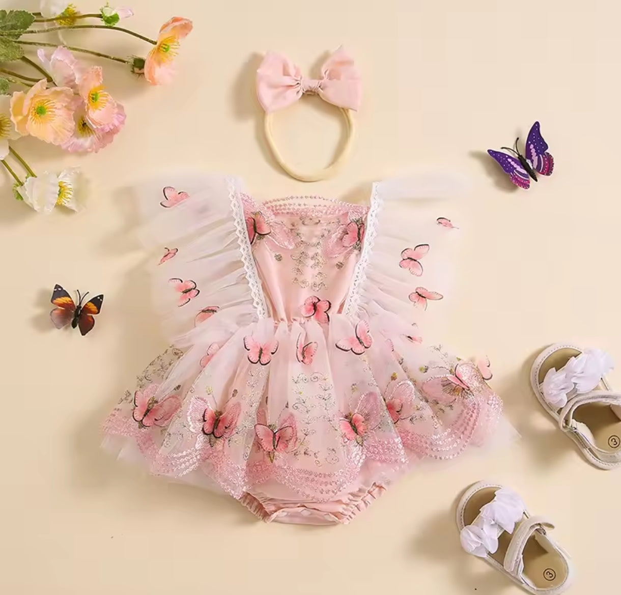 Body Vestido con bordados de mariposas
