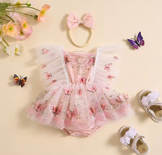 Body Vestido con bordados de mariposas