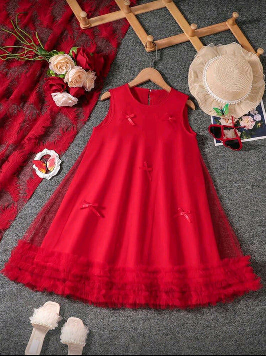 Vestido elegante de tul y moños