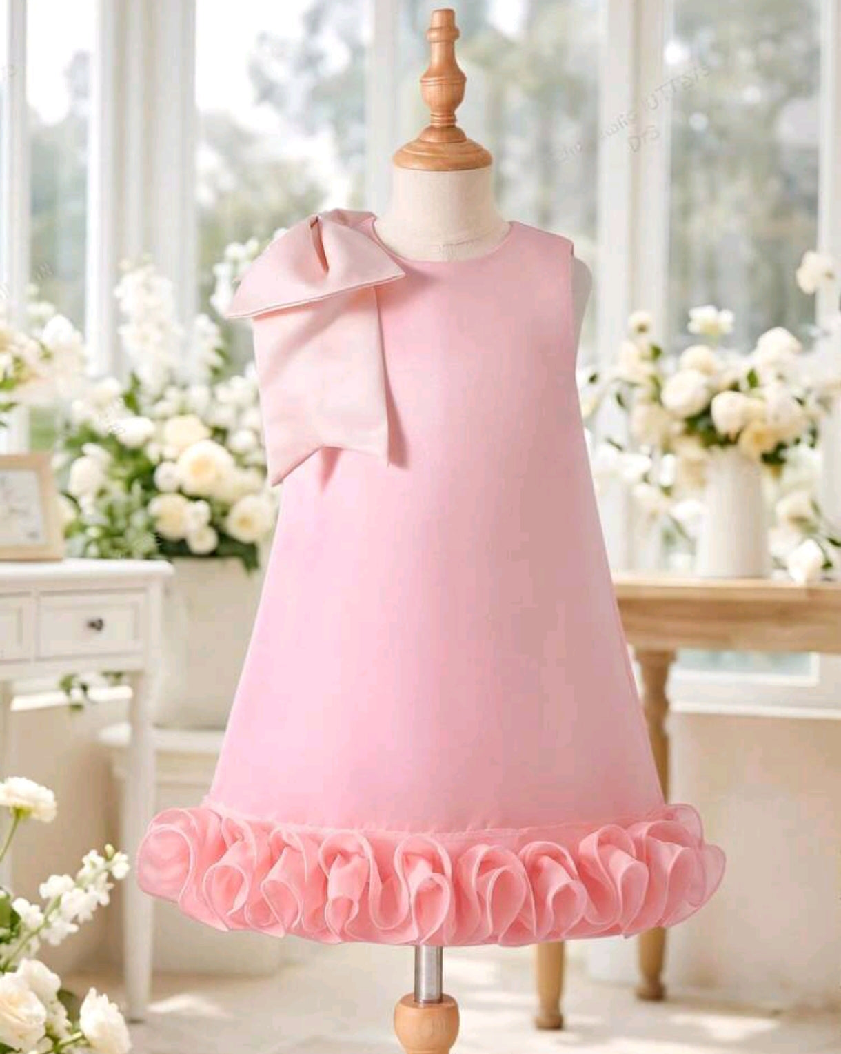 Vestido Chic Rosa con moño en el hombro