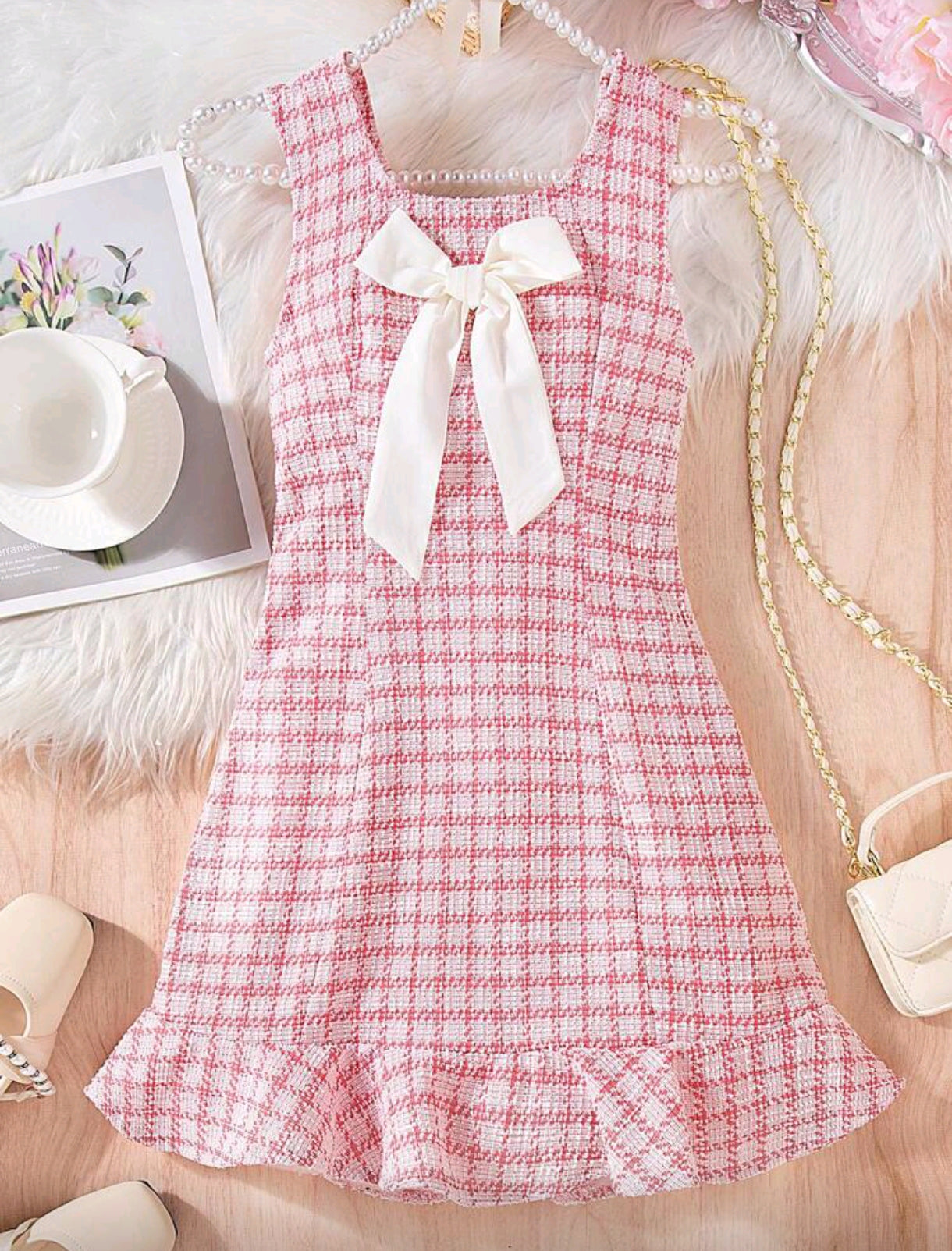 Vestido a cuadros con detelles en botones