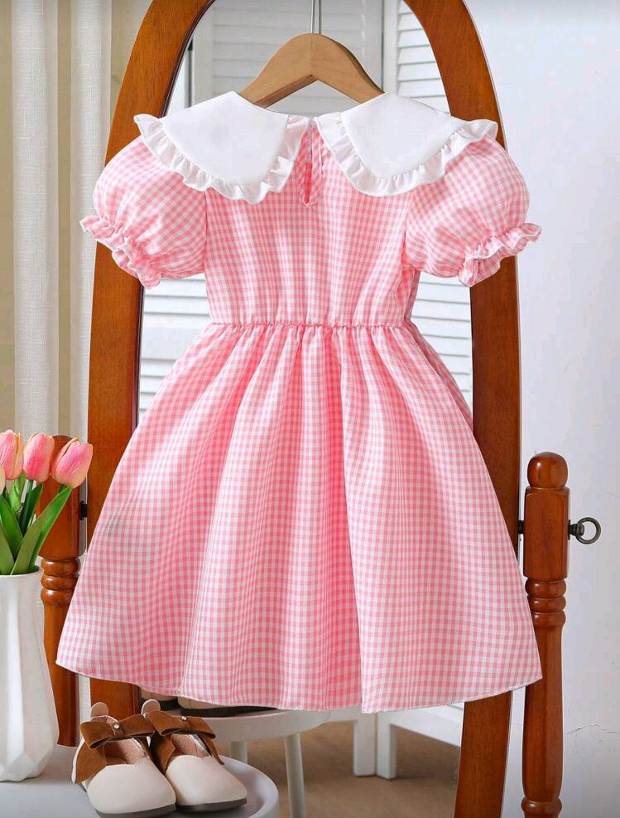 Vestido a cuadro con detelles de cerezas