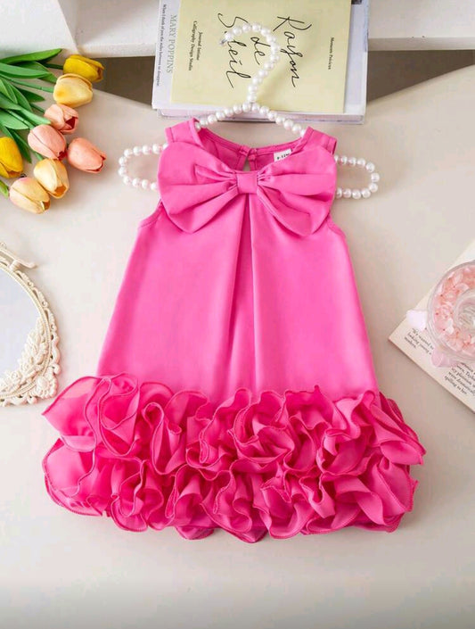 Vestido bebe sin mangas con moño