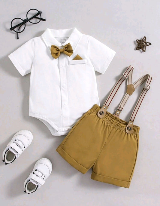 Body camisa con moño + short con suspensorio