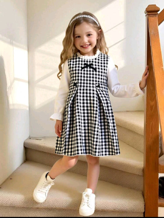 Vestido Mangas largas a  cuadro