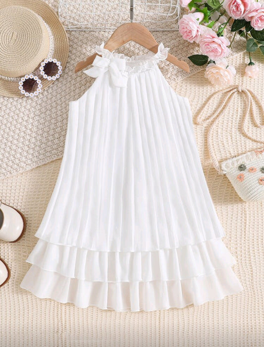 Vestido blanco plisado