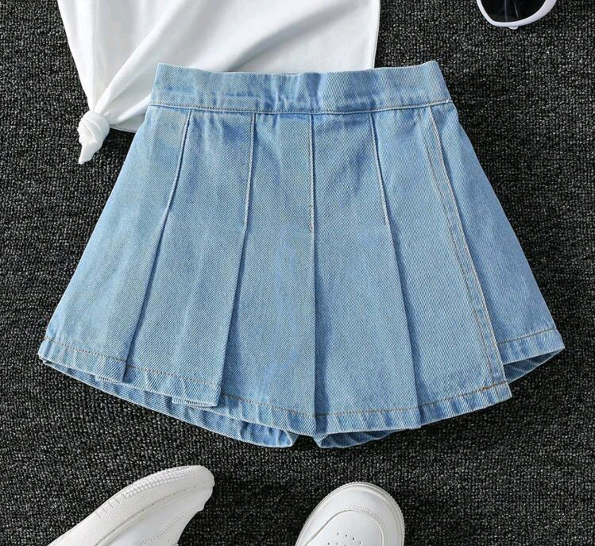 Short pollera de Jeans plisado