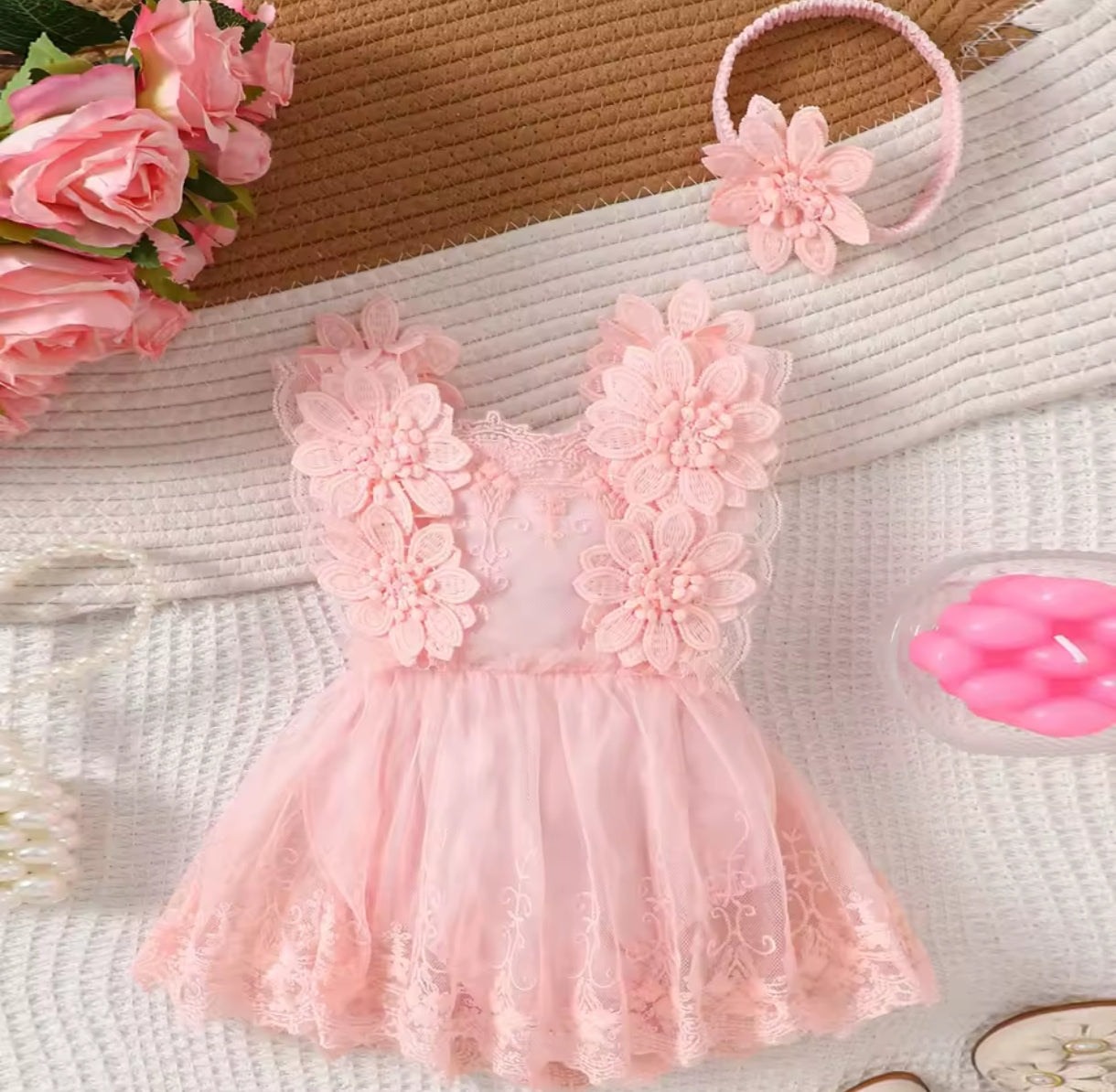 Body Vestido de Renda con flores