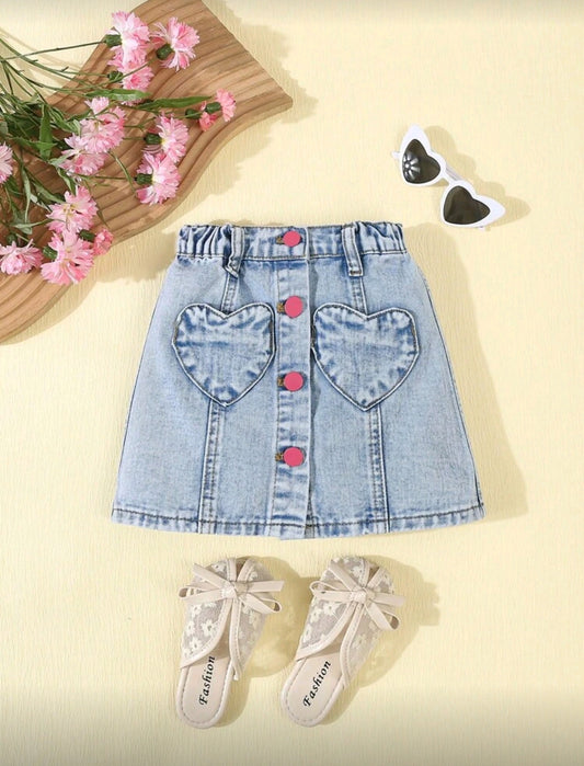 Falda de jeans con bolsillo de corazon