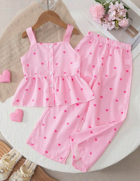 Blusa de tiritas + pantalón estampado