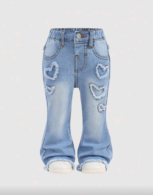 Pantalón de Jeans para bebé con detelles de corazón