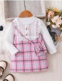 Mangas largas liso + vestido + carterita
