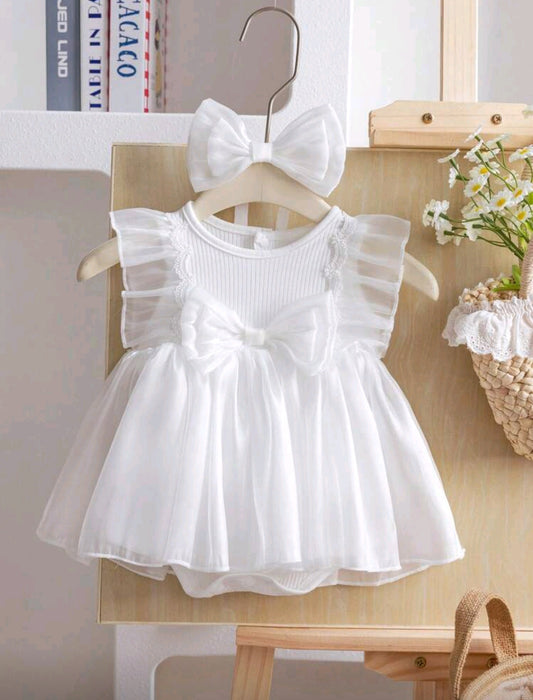 Body vestido blanco + diadema