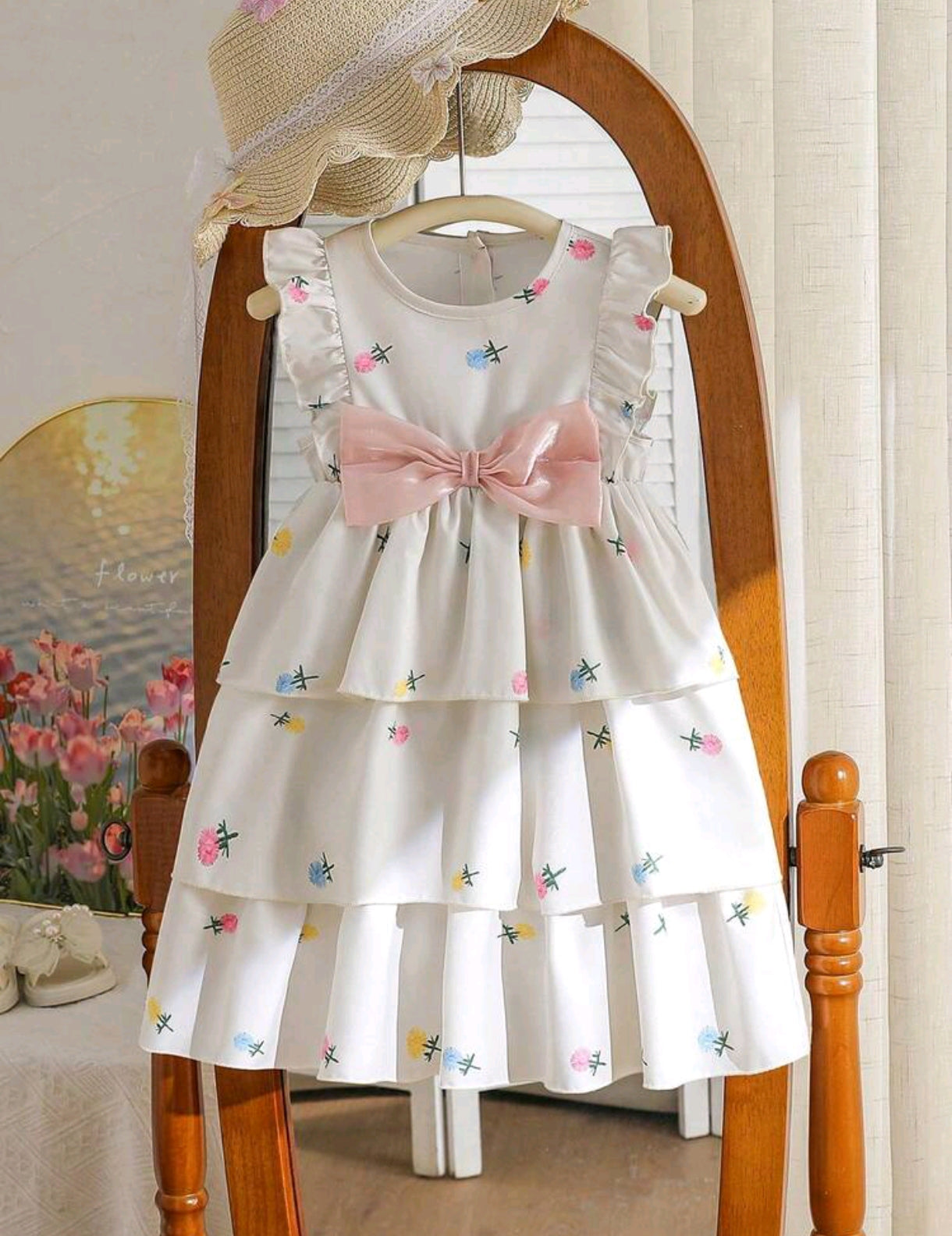 Vestido Estampado, con moño frontal