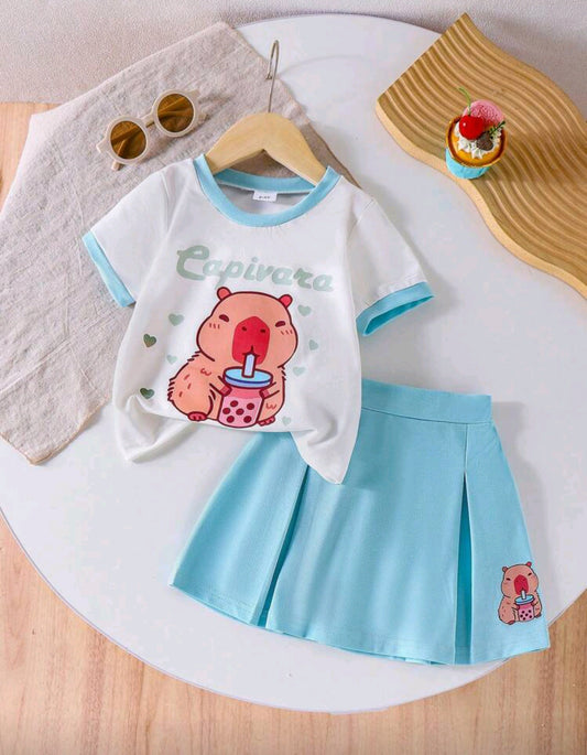 Blusa + falda con diseño de capibara