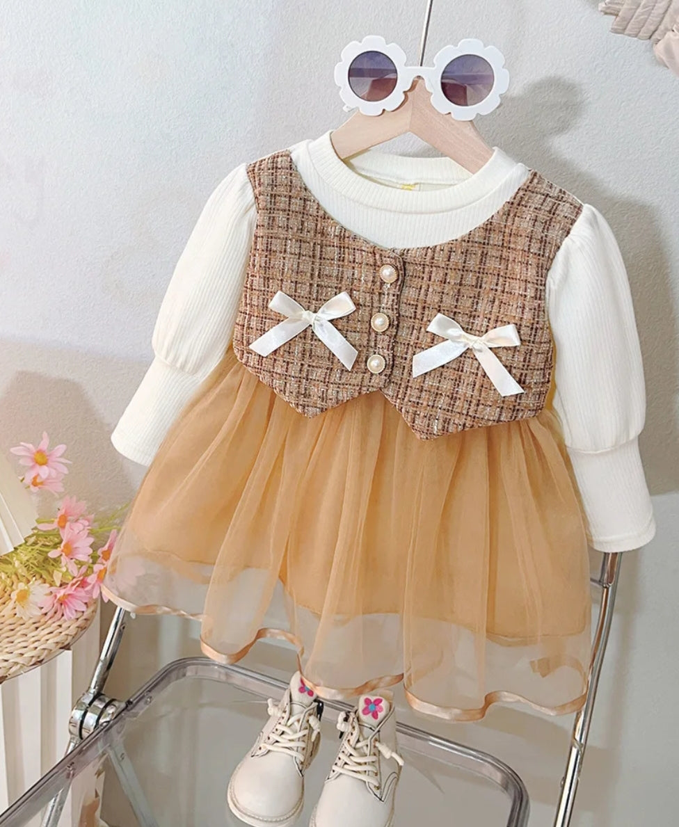 Vestido mangas largas bebé con tul