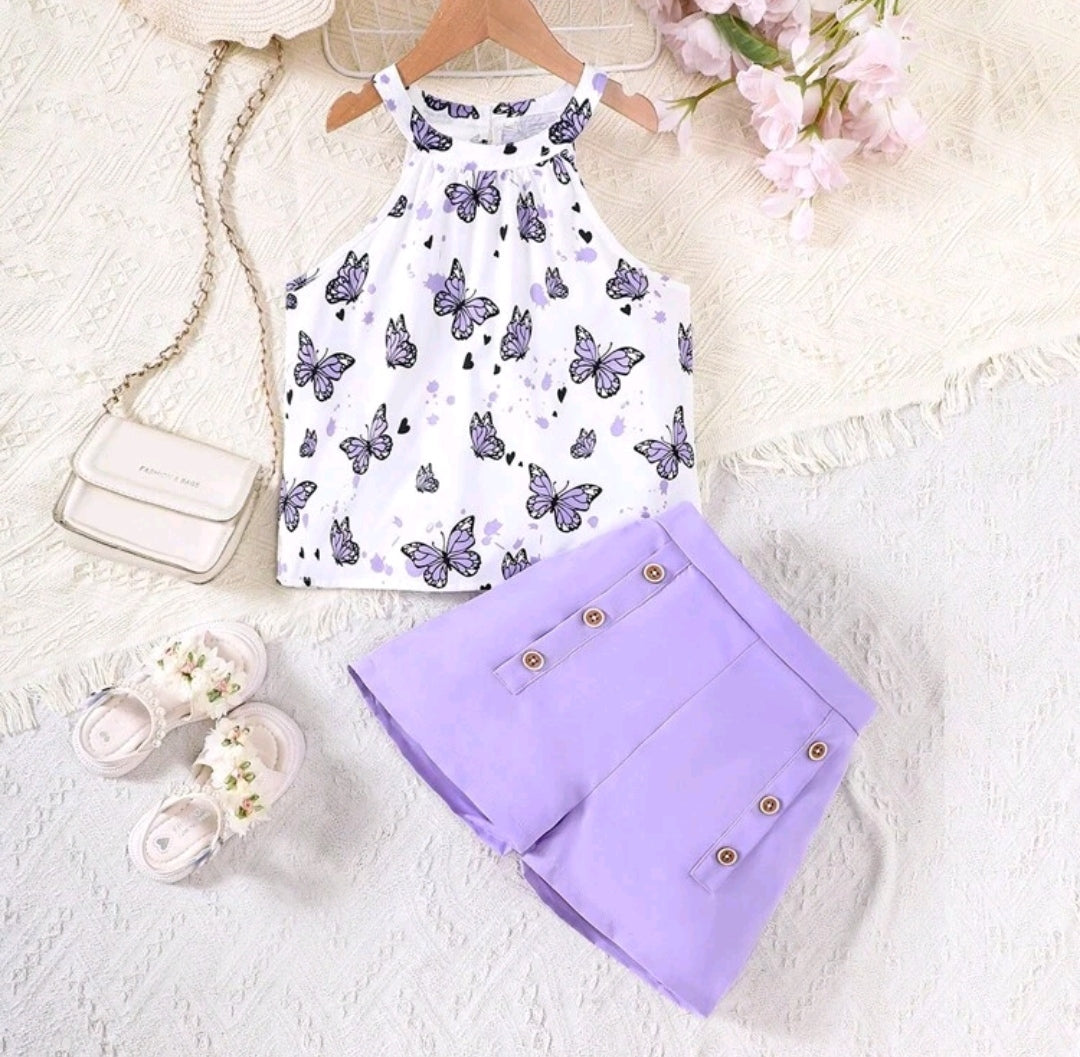 Blusa cuello alto estampado + short