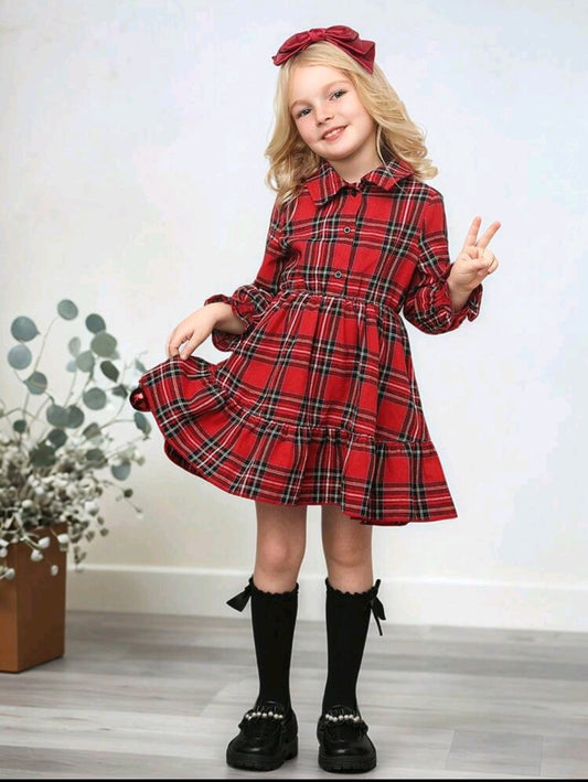 Vestido mangas largas a cuadro
