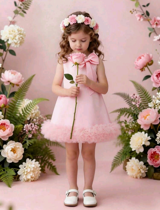 Vestido Chic con moños y detalles en tul