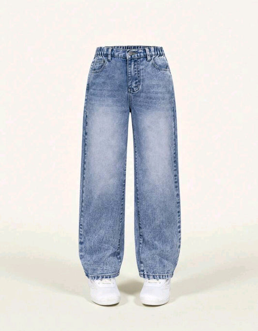 Pantalón de Jeans Preadolescente Recto azul claro pre lavado