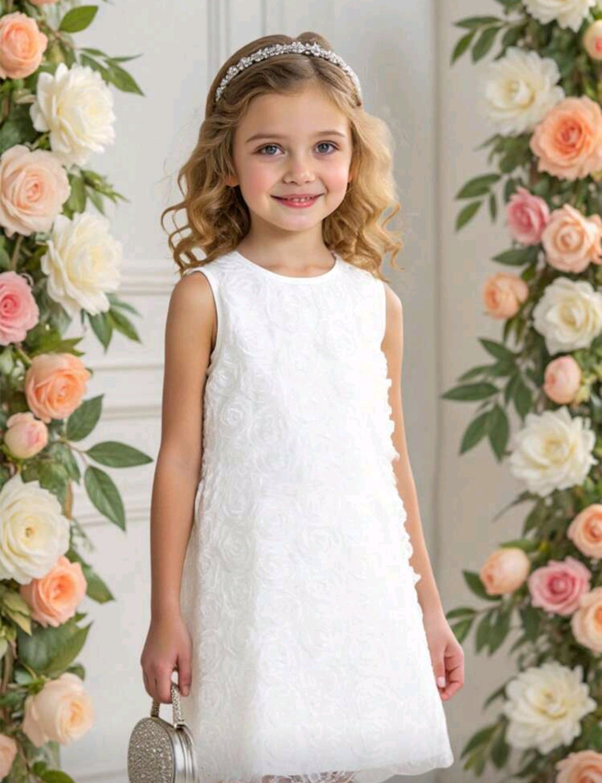 Vestido sin mangas con diseños en rosa