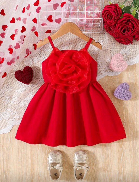 Vestido bebe de tiritas y flor 3D