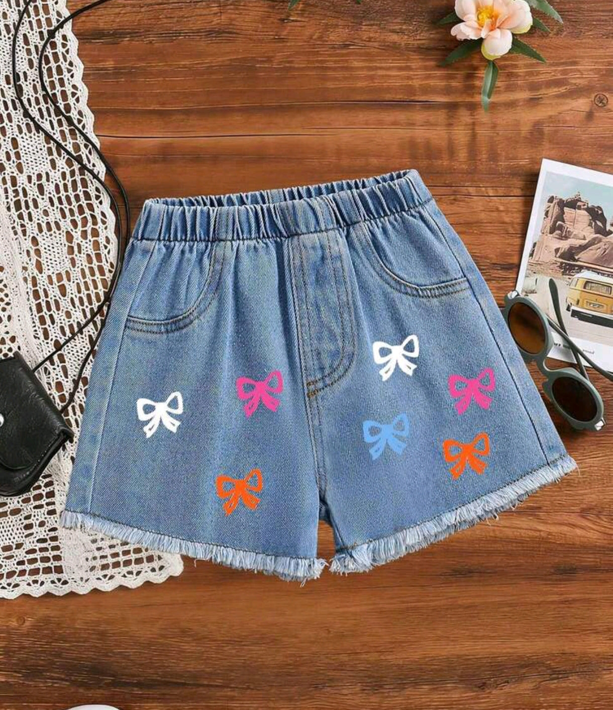 Short de Jeans con estampa de moños