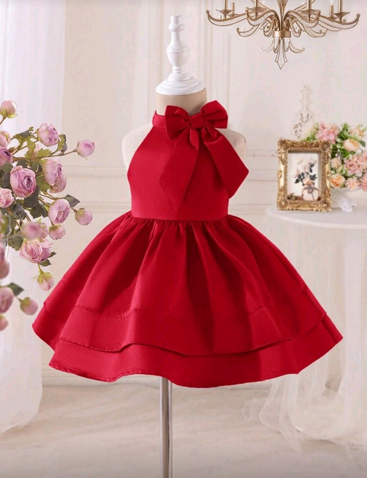 Vestido para bebé de satén con lazo